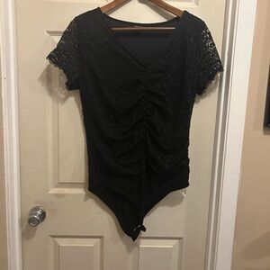 Torrid Black Lace short sleeve Bodysuit - size 1